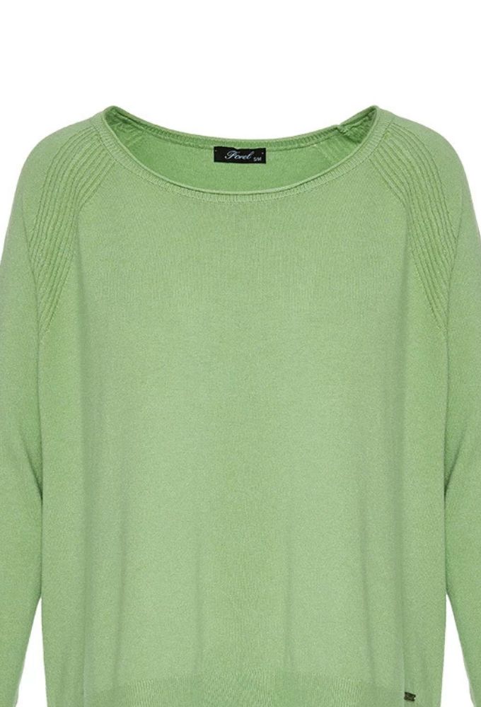 Forel Basic Πλεκτή Μπλούζα με Λαιμόκοψη Πράσινο Ανοιχτό - Image 3