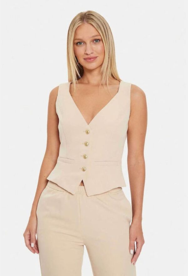 Guess Μπεζ Γυναικείο Γιλέκο