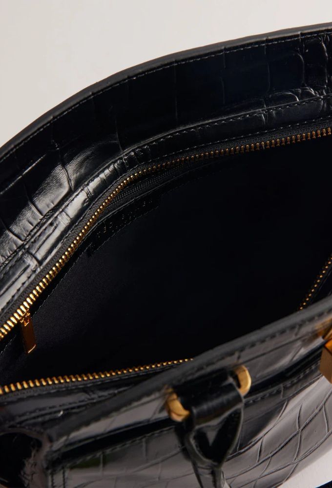 Ted Baker Myfair Τσάντα Χειρός Μαύρη Κροκό - Image 5