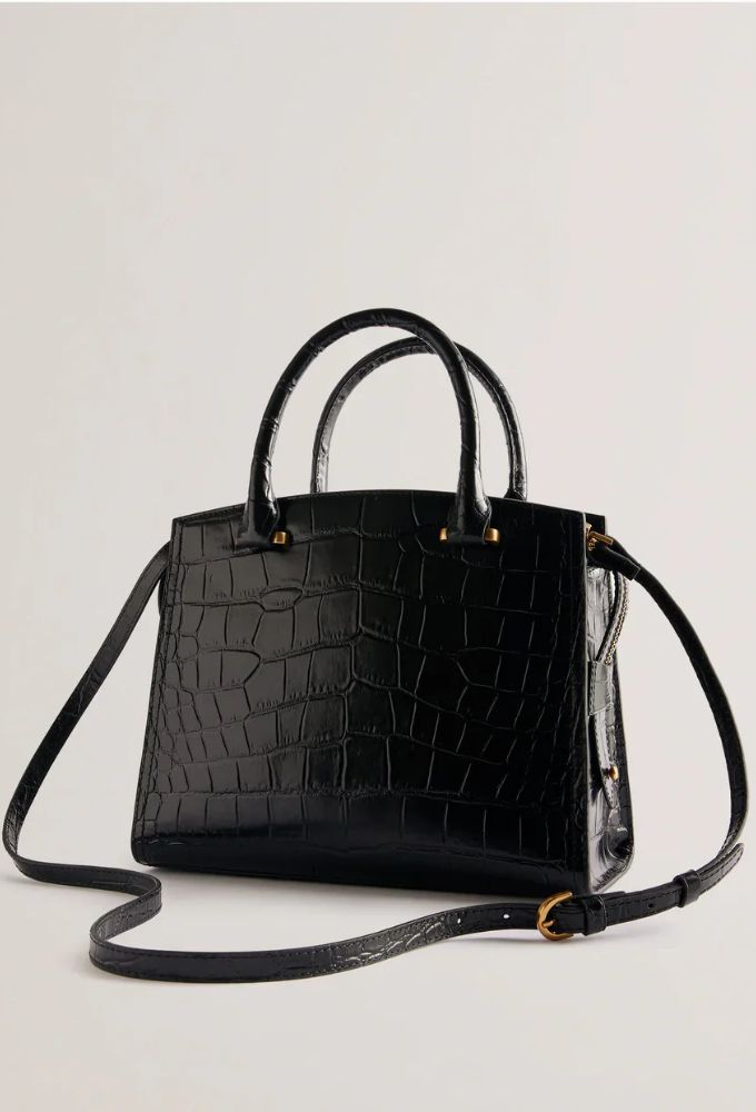 Ted Baker Myfair Τσάντα Χειρός Μαύρη Κροκό - Image 3