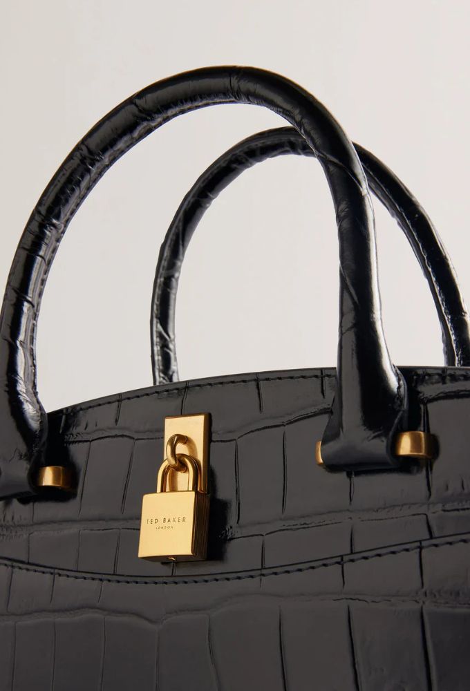 Ted Baker Myfair Τσάντα Χειρός Μαύρη Κροκό - Image 4