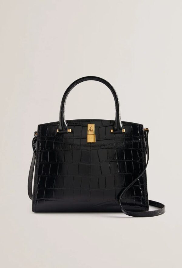 Ted Baker Myfair Τσάντα Χειρός Μαύρη Κροκό