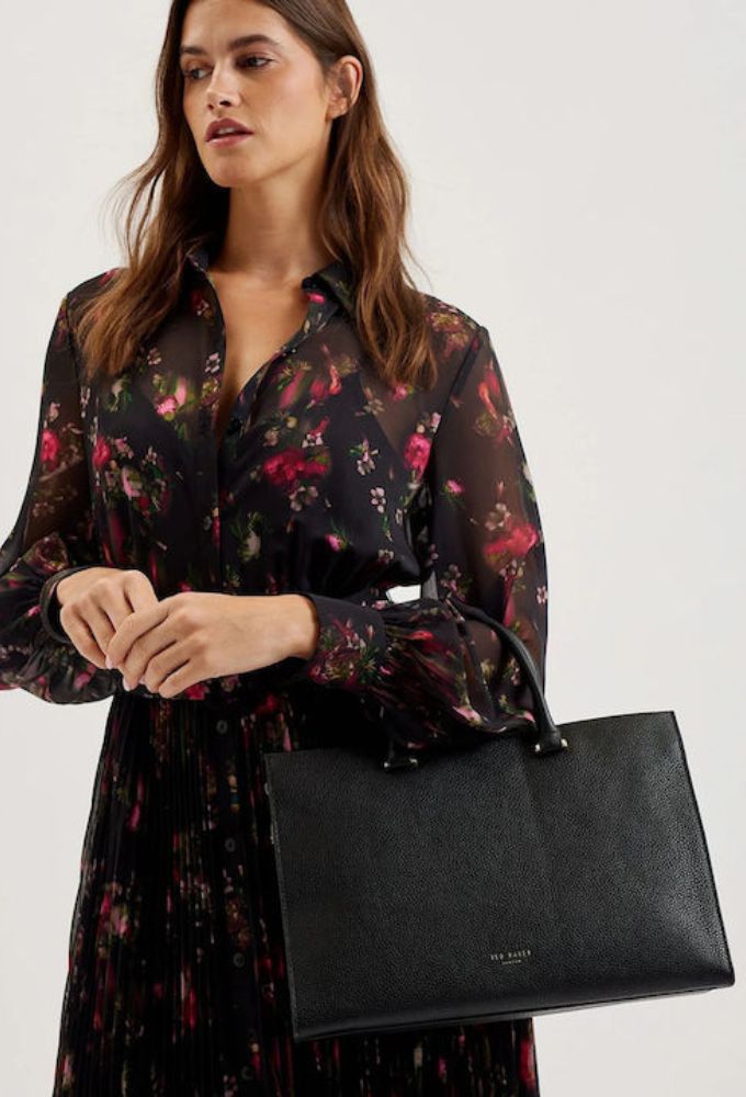 Ted Baker Δερμάτινη Γυναικεία Τσάντα Tote Χειρός Μαύρη - Image 2