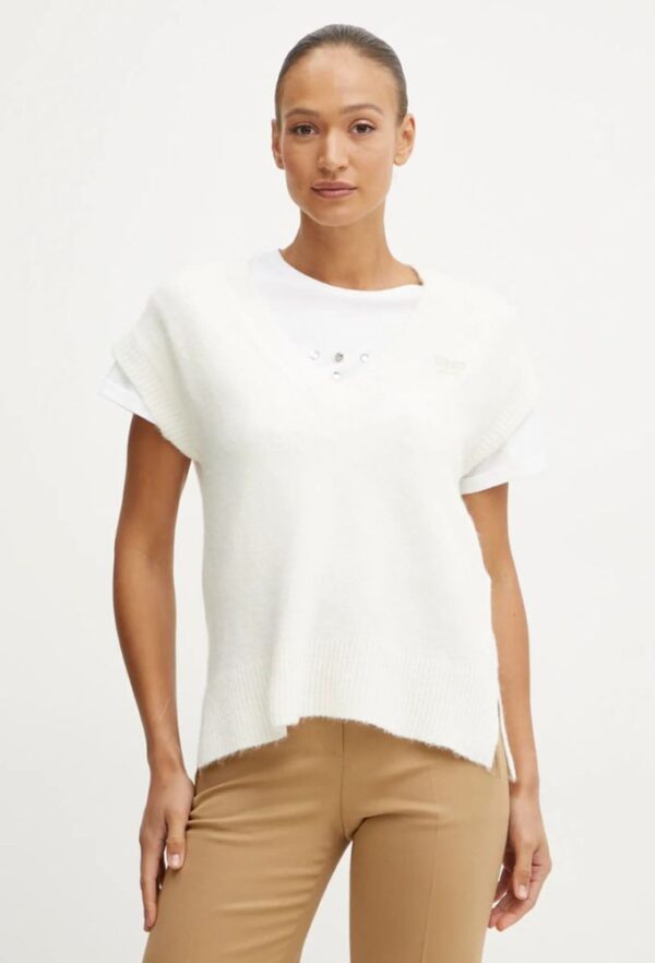 Liu Jo Γυναικείο Γιλέκο από Mείγμα Mαλλιού Eκρού