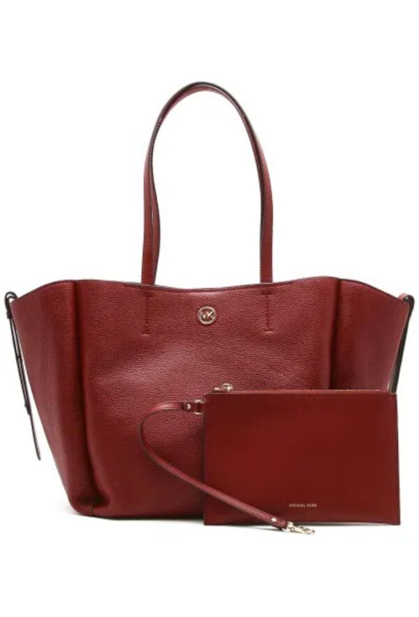 Michael Kors Freya Δερμάτινη Γυναικεία Τσάντα Shopper 'Ωμου σε Mπορντό Χρώμα