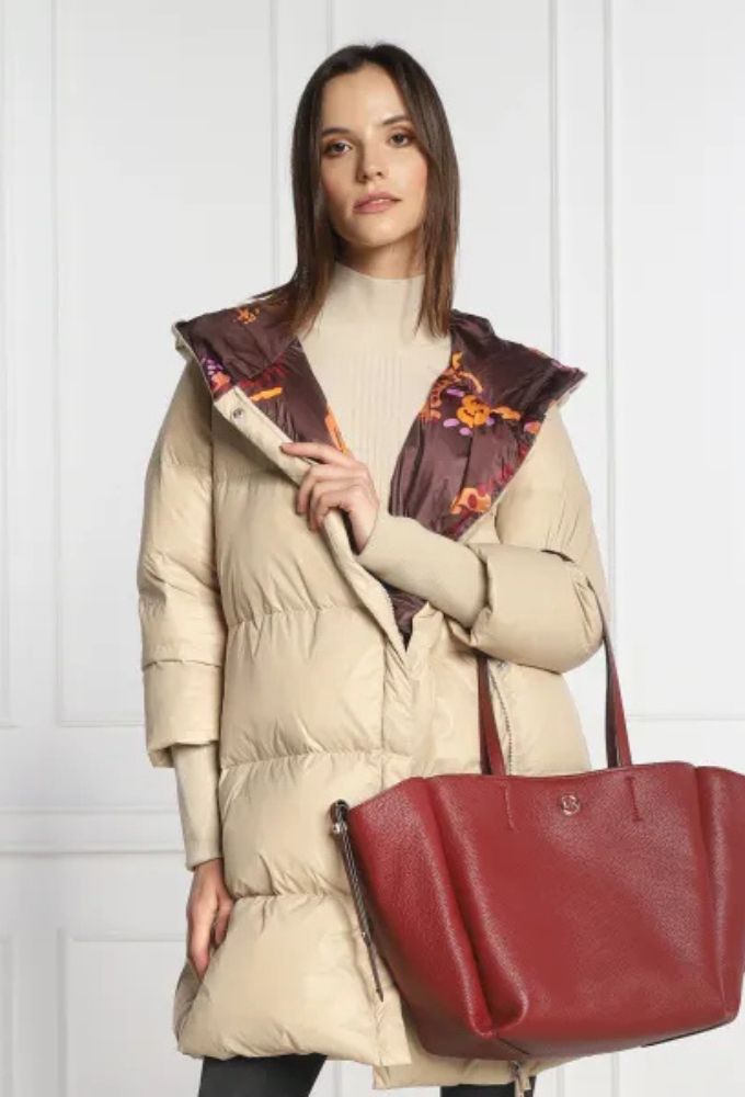 Michael Kors Freya Δερμάτινη Γυναικεία Τσάντα Shopper 'Ωμου σε Mπορντό Χρώμα - Image 3