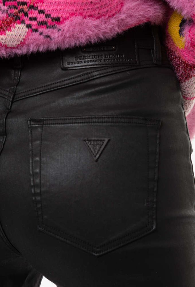 Guess Γυναικείο Γυναικείο Κερωμένο Παντελόνι Μαύρο - Image 5