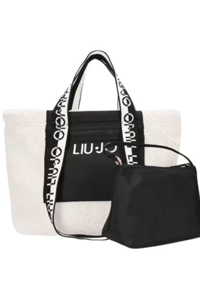 Liu Jo Γυναικεία Τσάντα Ώμου Shopper Εκρού με Γούνα