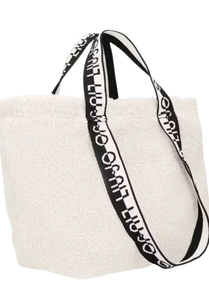 Liu Jo Γυναικεία Τσάντα Ώμου Shopper Εκρού με Γούνα - Image 2