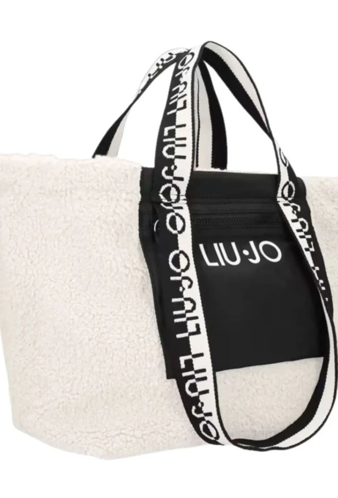 Liu Jo Γυναικεία Τσάντα Ώμου Shopper Εκρού με Γούνα - Image 3