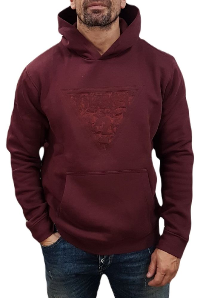 Guess Aνδρικό Φούτερ Mπορντό με Τριγωνικό Λογότυπο