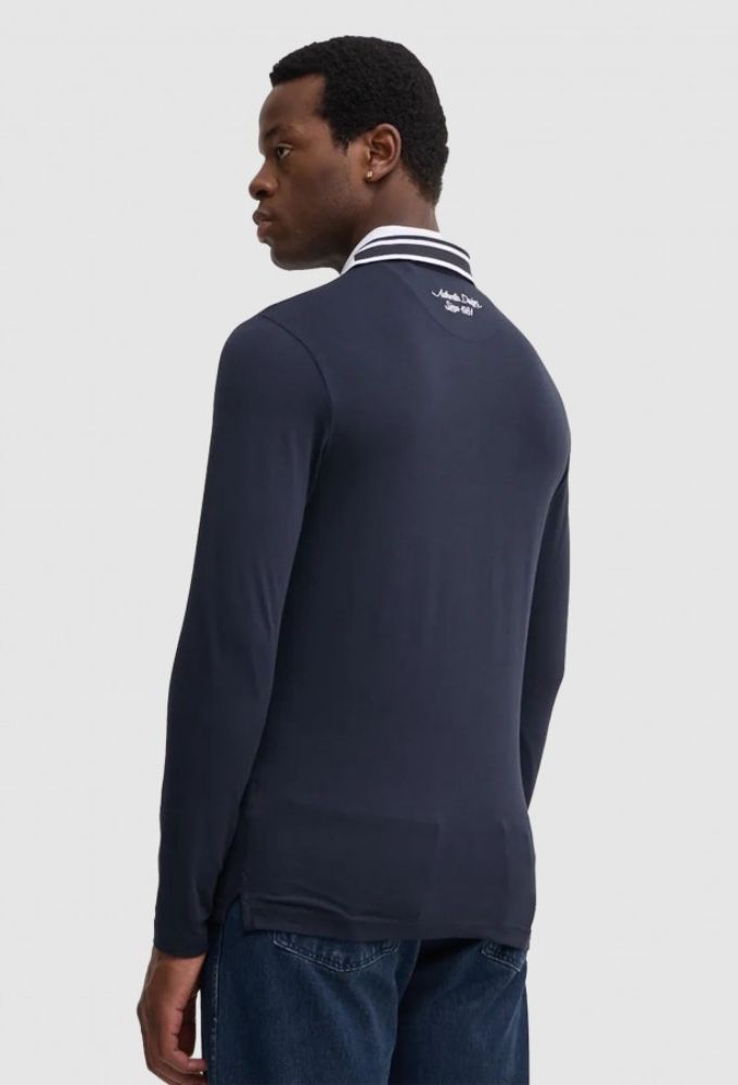 Guess Ανδρική Μπλούζα Polo Μακρυμάνικη Μπλέ Σκούρο - Image 2