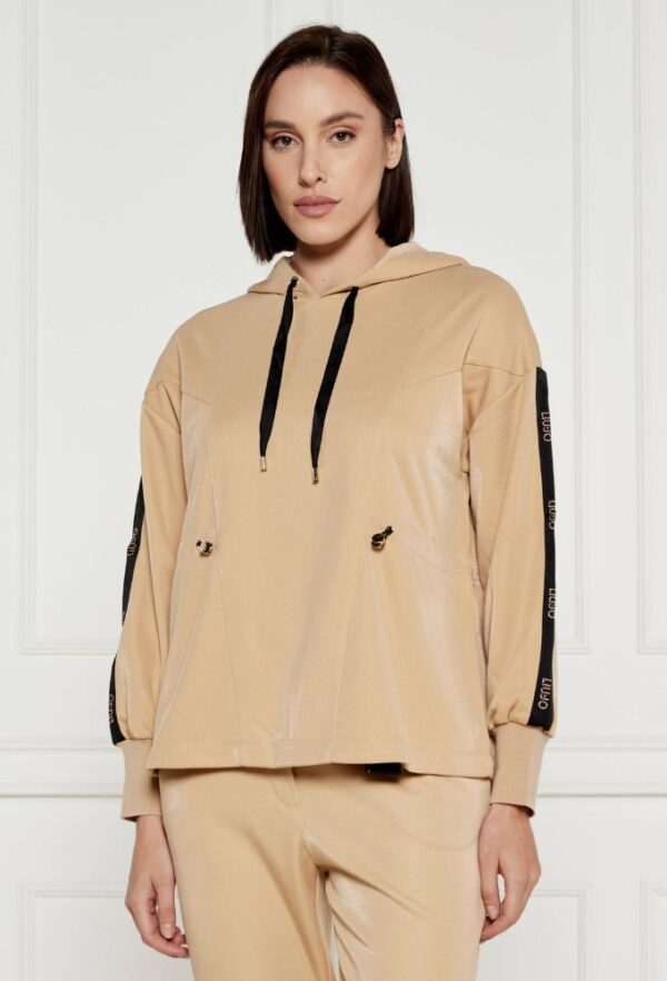 Liu Jo Γυναικεία Μπλούζα Κάμελ Μονόχρωμη με Κουκούλα