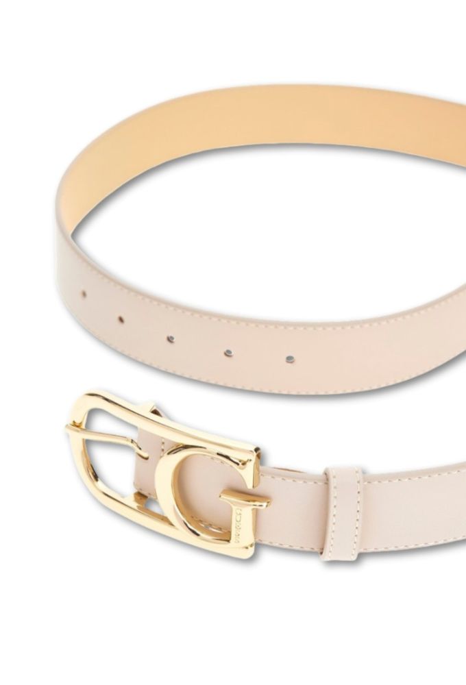 Guess Γυναικεία Ζώνη Eκρού με Χρυσή Αγκράφα - Image 3