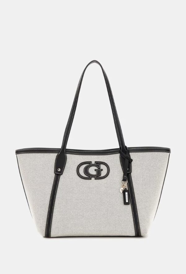 Guess Τσάντα Ώμου Sebina με Charm Λογότυπο Μαύρο/Εκρού