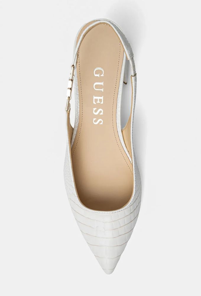 Guess Γοβάκια ZABELA Κροκό Λευκά με Τετράγωνο Τακούνι - Image 2