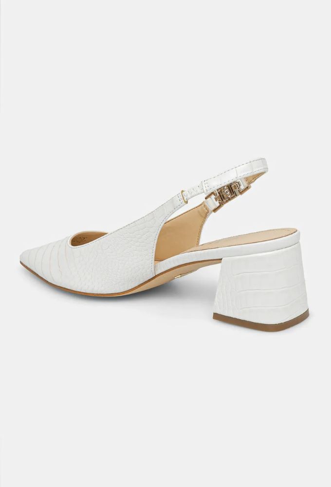 Guess Γοβάκια ZABELA Κροκό Λευκά με Τετράγωνο Τακούνι - Image 3