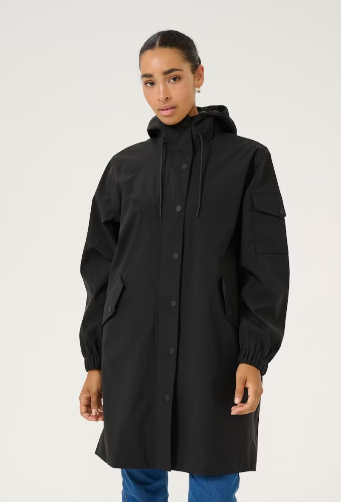 Kaffe KAennie Καπαρντίνα Μαύρη Μονόχρωμη