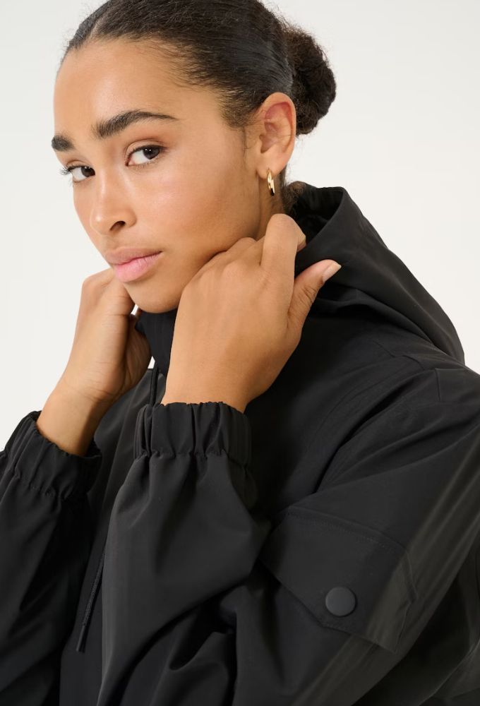 Kaffe KAennie Καπαρντίνα Μαύρη Μονόχρωμη - Image 4