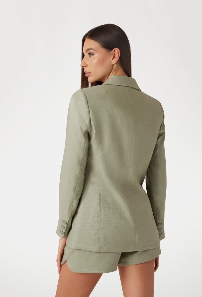 Guess Σταυρωτό Σερζέ Σακάκι Πράσινο Ανοιχτό - Image 2
