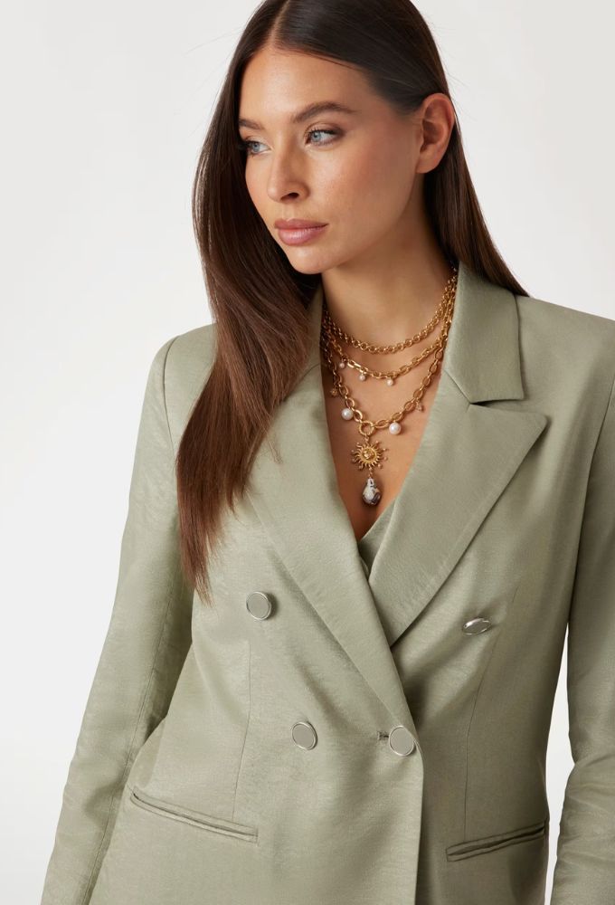 Guess Σταυρωτό Σερζέ Σακάκι Πράσινο Ανοιχτό - Image 5