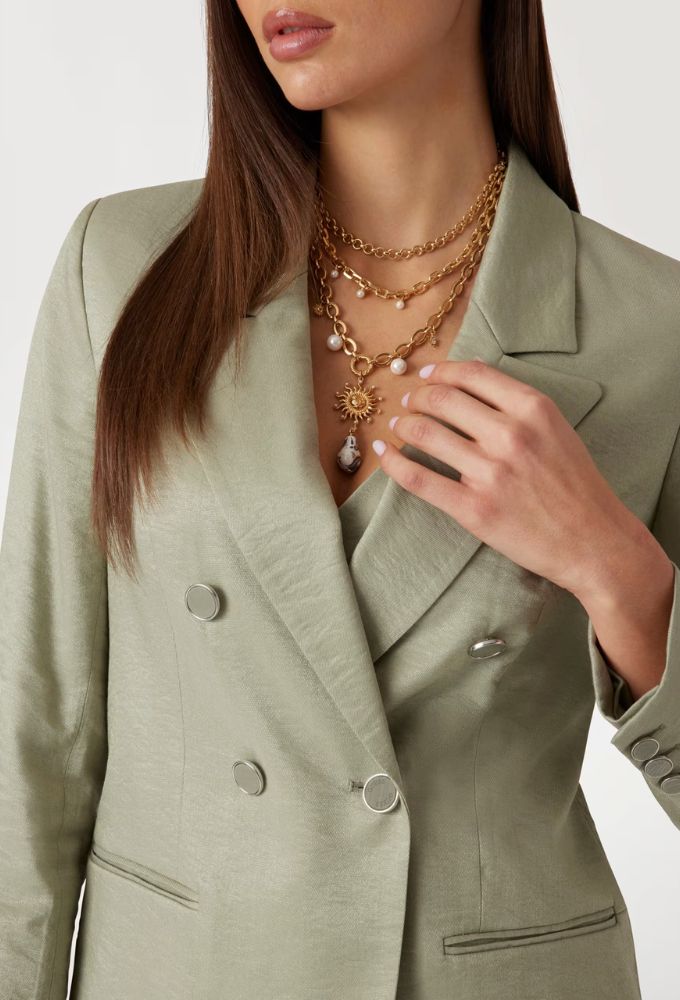 Guess Σταυρωτό Σερζέ Σακάκι Πράσινο Ανοιχτό - Image 4