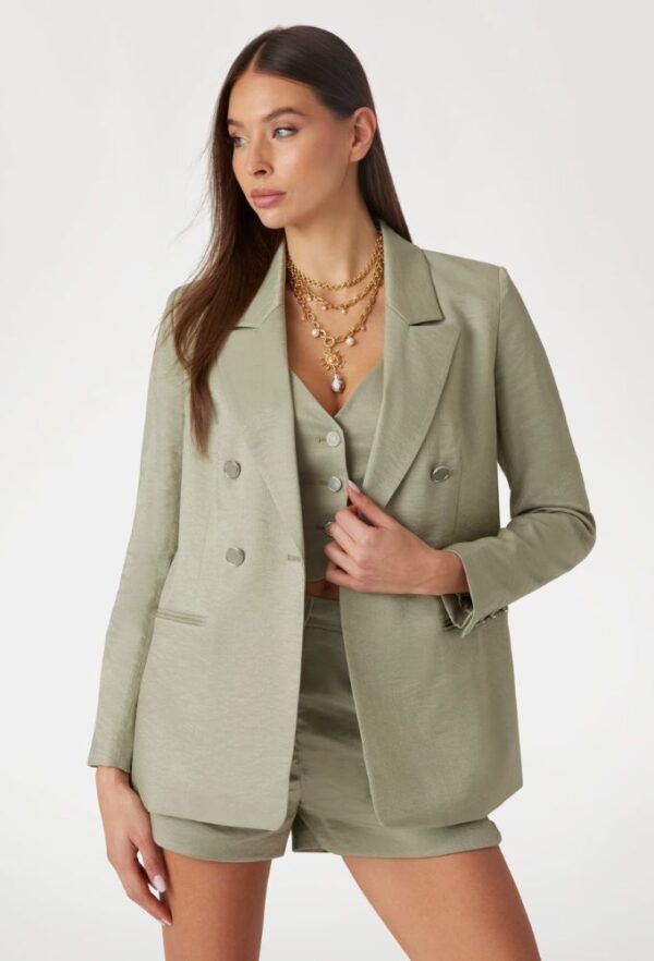 Guess Σταυρωτό Σερζέ Σακάκι Πράσινο Ανοιχτό
