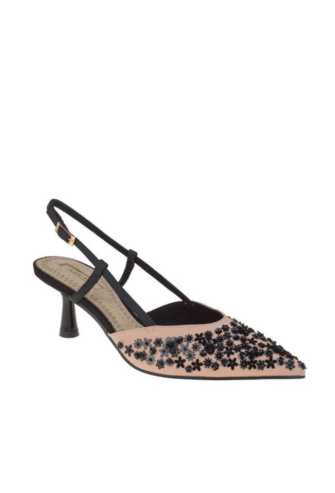 Corina Γόβες με Ψηλό Τακούνι Μπεζ-Μαύρο - Image 2