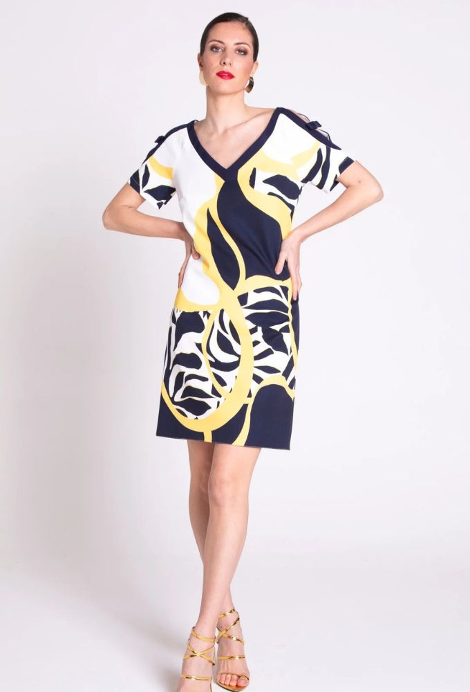 Edas Φόρεμα Mini Μπλέ-Κίτρινο