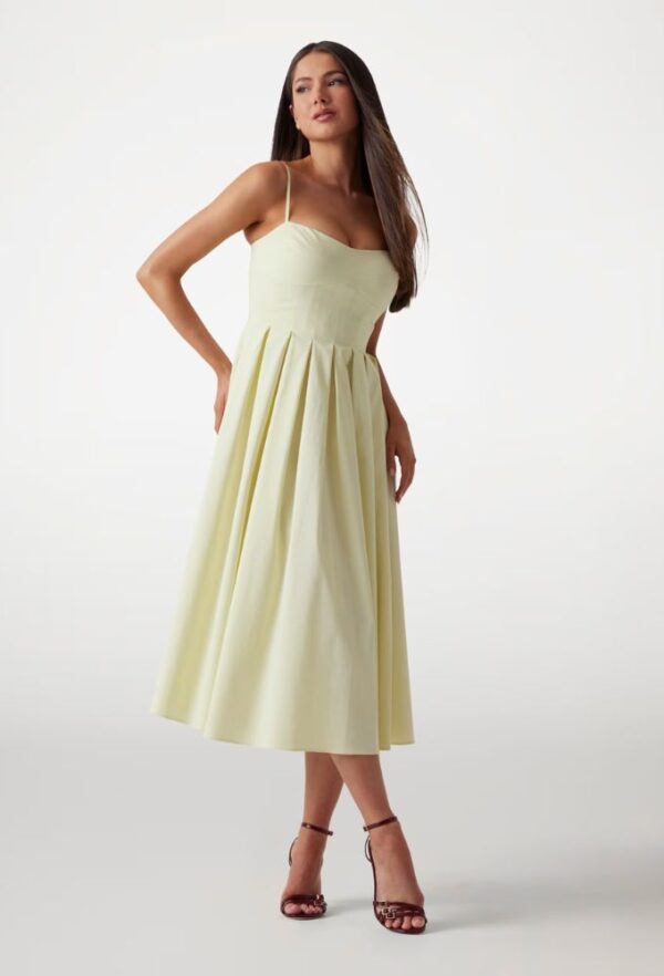 Guess Μίντι Φόρεμα Κίτρινο με Τιράντες