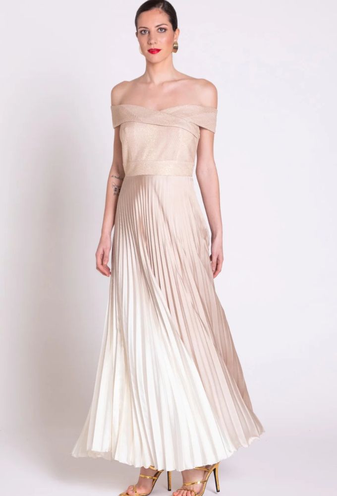 Edas MOSCERINO Φόρεμα Μaxi με Πιέτες Χρυσό