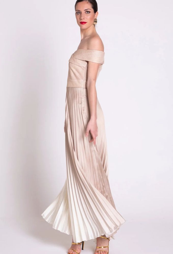 Edas MOSCERINO Φόρεμα Μaxi με Πιέτες Χρυσό - Image 4