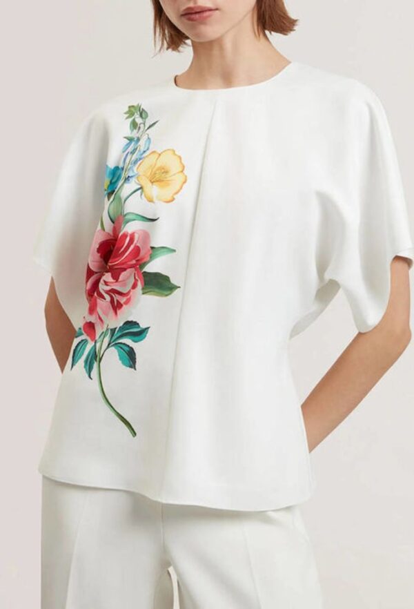 Ted Baker Γυναικεία Μπλούζα Κοντομάνικη Floral White