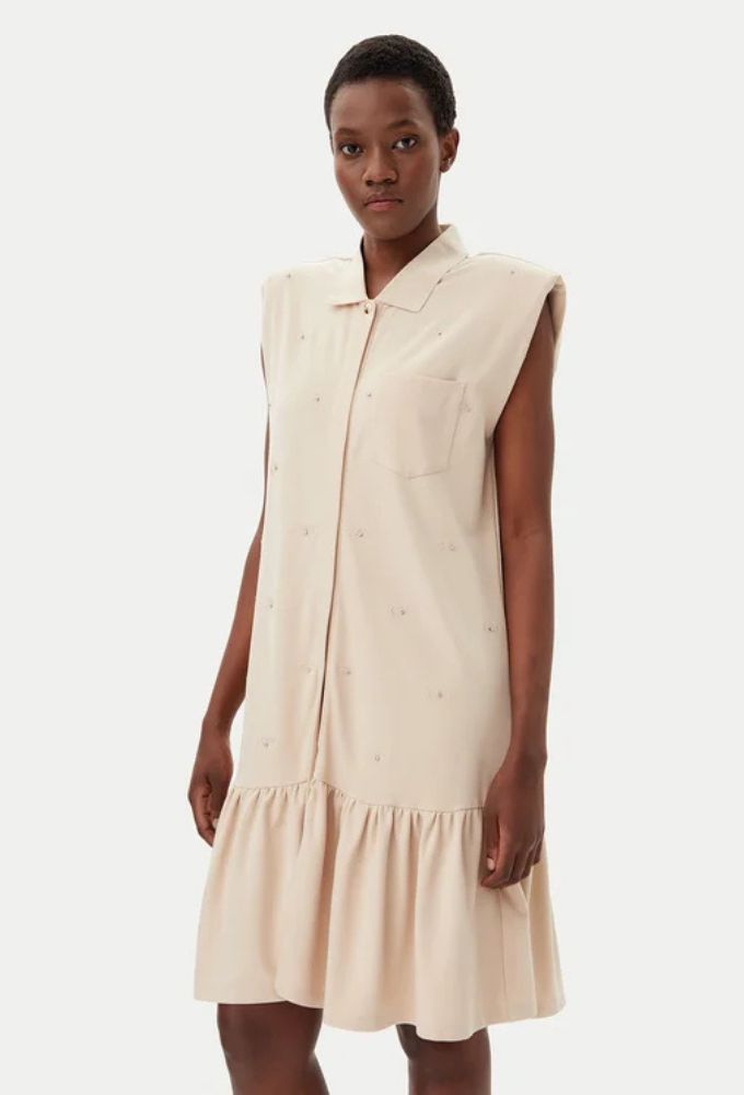 Liu Jo Sport Φόρεμα πουκάμισο TA5191 J5942 Μπεζ Regular Fit