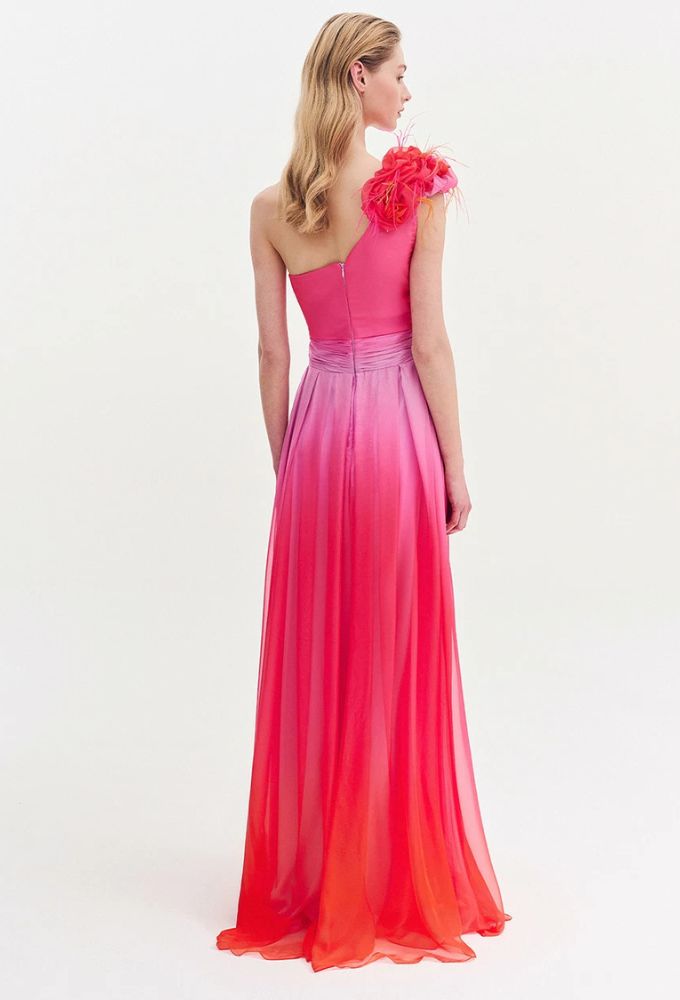 Forel Φόρεμα Αμπιγιέ Maxi με Έναν Ώμο Φούξια - Image 2