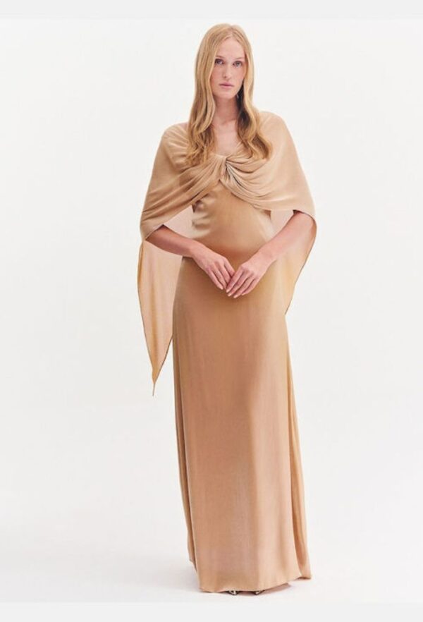 Forel Φόρεμα Mουσελίνα Maxi Χρυσό