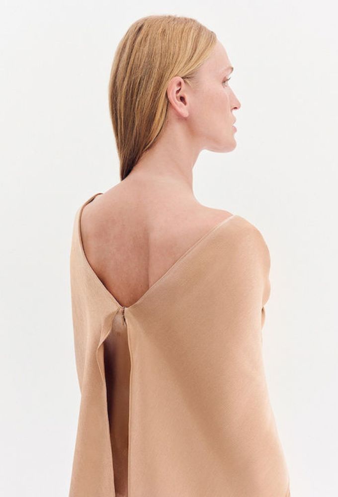 Forel Φόρεμα Mουσελίνα Maxi Χρυσό - Image 4