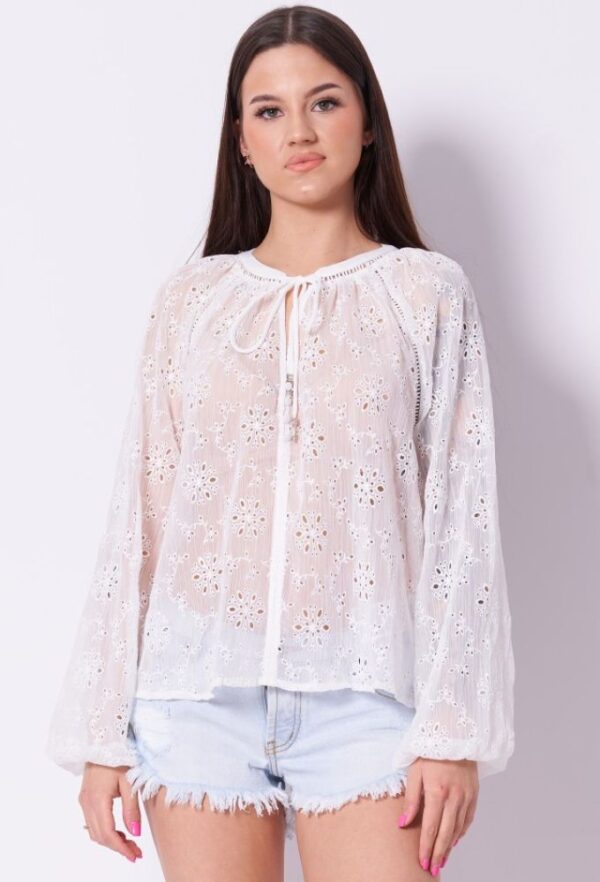 Guess Χυτή Tουνίκ Λευκή Μπλούζα