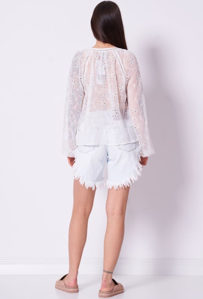 Guess Χυτή Tουνίκ Λευκή Μπλούζα - Image 2