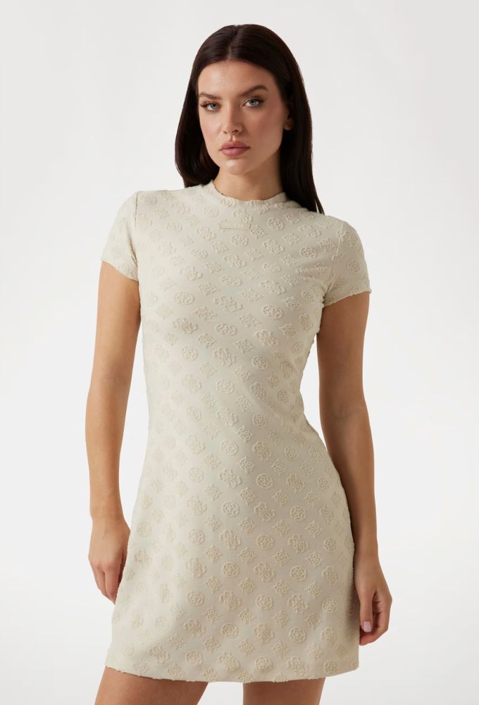 Guess Μίνι Πετσετέ Φόρεμα με Λογότυπο Μπεζ - Image 2
