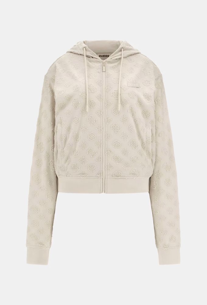 Guess Zακέτα Φούτερ με Λογότυπα Peony και 4G Μπεζ - Image 3