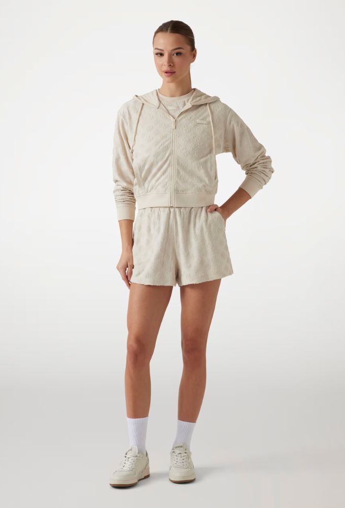 Guess Zακέτα Φούτερ με Λογότυπα Peony και 4G Μπεζ - Image 2