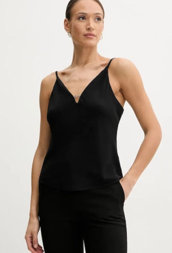 Guess Γυναικεία Μπλούζα Αμάνικη Mαύρη