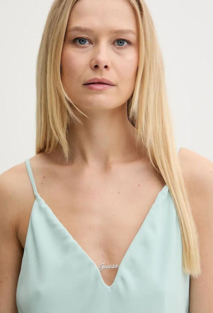 Guess Γυναικεία Μπλούζα Αμάνικη Φυστικί - Image 4