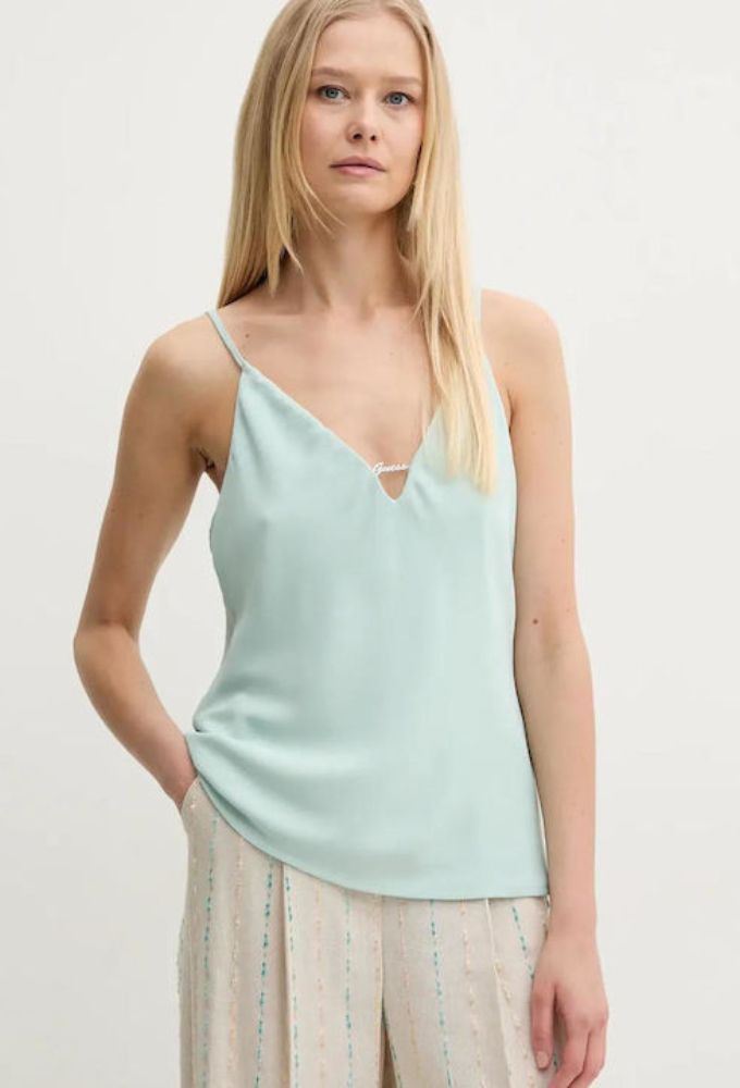 Guess Γυναικεία Μπλούζα Αμάνικη Φυστικί