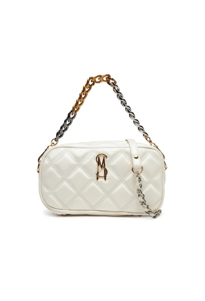 Steve Madden Γυναικεία Τσάντα Ώμου Eκρού με Αλυσίδα