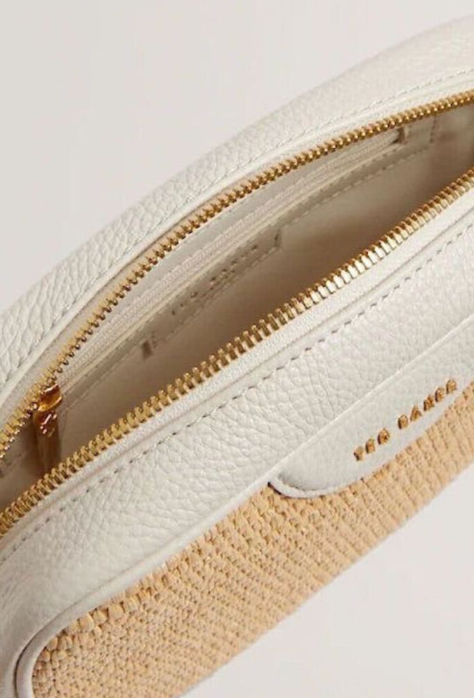 Ted Baker Ψάθινη Γυναικεία Τσάντα Χιαστί Μπεζ - Image 4