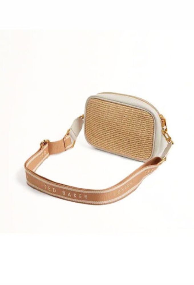 Ted Baker Ψάθινη Γυναικεία Τσάντα Χιαστί Μπεζ - Image 2