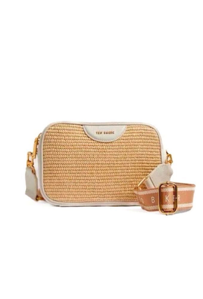 Ted Baker Ψάθινη Γυναικεία Τσάντα Χιαστί Μπεζ