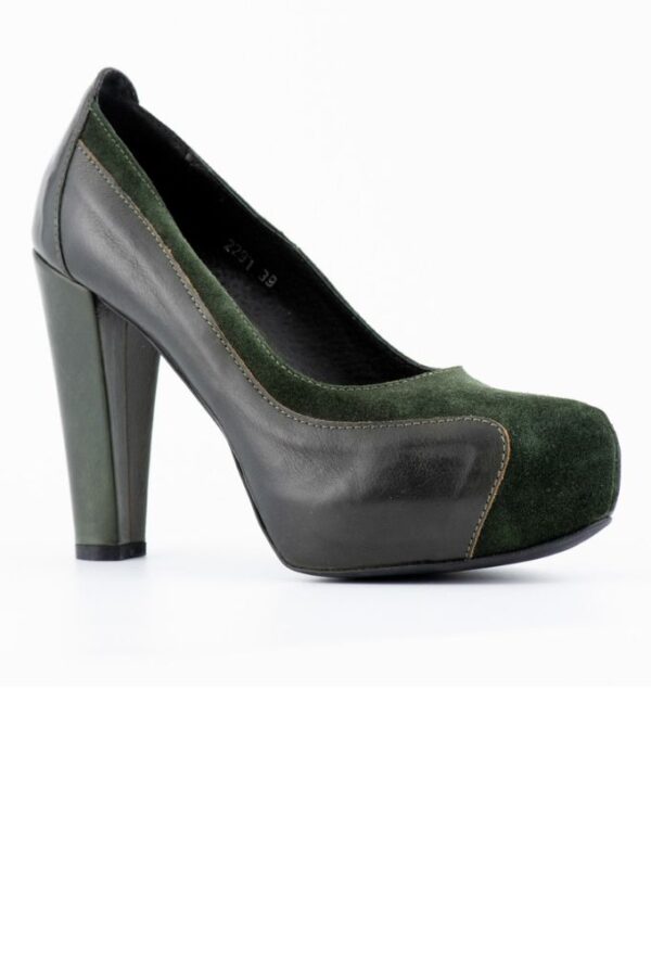 Lara Dee Γόβες Γυναικείες Δερμάτινες Κυπαρισσί με Φιάπα και Ψηλό Τακούνι